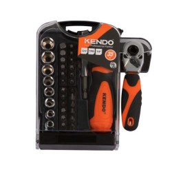 Κασετίνα 35 τεμαχίων με καρυδάκια, μύτες και κατσαβίδι καστανιάς KENDO Κασετίνα 35 τεμαχίων με καρυδάκια, μύτες και κατσαβίδι καστανιάς KENDO