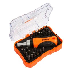 Σετ 27 τεμάχια μύτες και κατσαβίδι καστανιάς μαγνητικό KENDO Σετ 27 τεμάχια μύτες και κατσαβίδι καστανιάς μαγνητικό KENDO