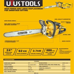 Αλυσοπρίονο βενζίνης Brushless 62cc με λάμα 610mm