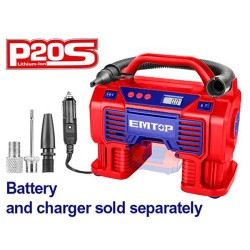 Αεροσυμπιεστής αέρος Brushless μπαταρίας 20V με αυτόματο στοπ σε προκαθορισμένη πίεση Emtop Αεροσυμπιεστής αέρος Brushless μπαταρίας 20V με αυτόματο στοπ σε προκαθορισμένη πίεση Emtop