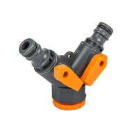Διανομέας ποτίσματος 2 βαλβίδων με διακόπτη, θυληκό σύνδεσμο & αντάπτορα 3/4'' Bradas