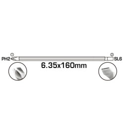 Διπλό μαγνητικό κατσαβίδι PH2 + SL6.3 μήκους 160mm TOTAL  Διπλό μαγνητικό κατσαβίδι PH2 + SL6.3 μήκους 160mm TOTAL