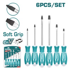 Σετ 6 κατσαβίδια Soft Grip ίσια και σταυρού TOTAL