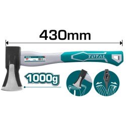 Τσεκούρι σφήνας μήκους 430mm με πλαστική λαβή 1.000gr TOTAL  Τσεκούρι σφήνας μήκους 430mm με πλαστική λαβή 1.000gr TOTAL