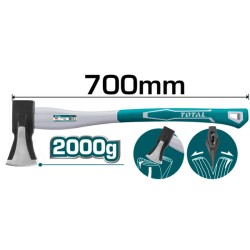 Τσεκούρι σφήνας μήκους 700mm με πλαστική λαβή 2.000gr TOTAL  Τσεκούρι σφήνας μήκους 700mm με πλαστική λαβή 2.000gr TOTAL