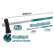 Τσεκουροβαριά σχισίματος 3600gr με λαβή από πλαστικό μήκους 900mm TOTAL Τσεκουροβαριά σχισίματος 3600gr με λαβή από πλαστικό μήκους 900mm TOTAL