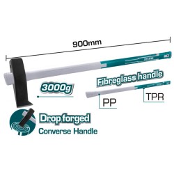 Τσεκουροβαριά με λαβή fiberglass μήκους 900mm 3000gr TOTAL Τσεκουροβαριά με λαβή fiberglass μήκους 900mm 3000gr TOTAL