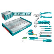 Σετ 11 βασικά εργαλεία χειρός σε πλαστική στοιβαζόμενη κασετίνα TOTAL  Σετ 11 βασικά εργαλεία χειρός σε πλαστική στοιβαζόμενη κασετίνα TOTAL