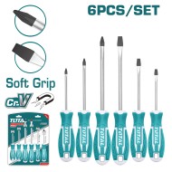 Σετ 6 κατσαβίδια Soft Grip ίσια και σταυρού TOTAL Σετ 6 κατσαβίδια Soft Grip ίσια και σταυρού TOTAL