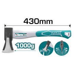 Τσεκούρι σφήνας μήκους 430mm με πλαστική λαβή 1.000gr TOTAL  Τσεκούρι σφήνας μήκους 430mm με πλαστική λαβή 1.000gr TOTAL