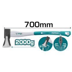 Τσεκούρι σφήνας μήκους 700mm με πλαστική λαβή 2.000gr TOTAL  Τσεκούρι σφήνας μήκους 700mm με πλαστική λαβή 2.000gr TOTAL