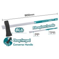 Τσεκουροβαριά σχισίματος 3600gr με λαβή από πλαστικό μήκους 900mm TOTAL Τσεκουροβαριά σχισίματος 3600gr με λαβή από πλαστικό μήκους 900mm TOTAL