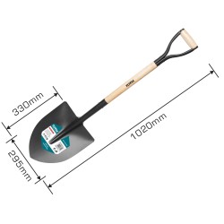 Φτυάρι μεταλλικό με ξύλινη χειρολαβή διαστάσεων 29.5x33cm TOTAL