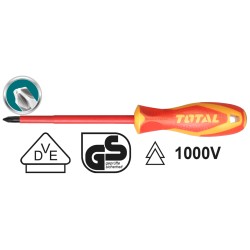 Μαγνητικό κατσαβίδι σταυρού με μόνωση 1000V PH2 X 100mm TOTAL  Μαγνητικό κατσαβίδι σταυρού με μόνωση 1000V PH2 X 100mm TOTAL