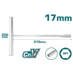 Επαγγελματικό ίσιο ταφ από CR-V μεγέθους 17mm TOTAL  Επαγγελματικό ίσιο ταφ από CR-V μεγέθους 17mm TOTAL
