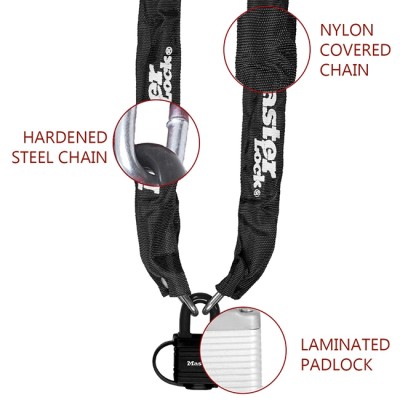 Ατσάλινη αλυσίδα με λουκέτο 0,9m Φ6mm μαύρο, MASTERLOCK Ατσάλινη αλυσίδα με λουκέτο 0,9m Φ6mm μαύρο, MASTERLOCK